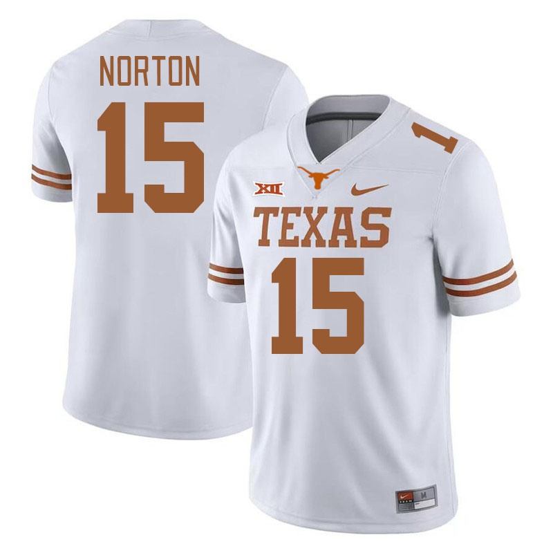 Men #15 Bill Norton Texas Longhorns College Football Jerseys Stitched-White